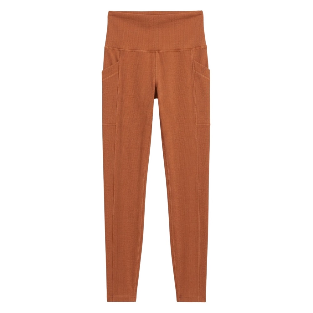 Prana Ribbed Pocket Leggings Women XS Rust High Rise Yoga Activewear
